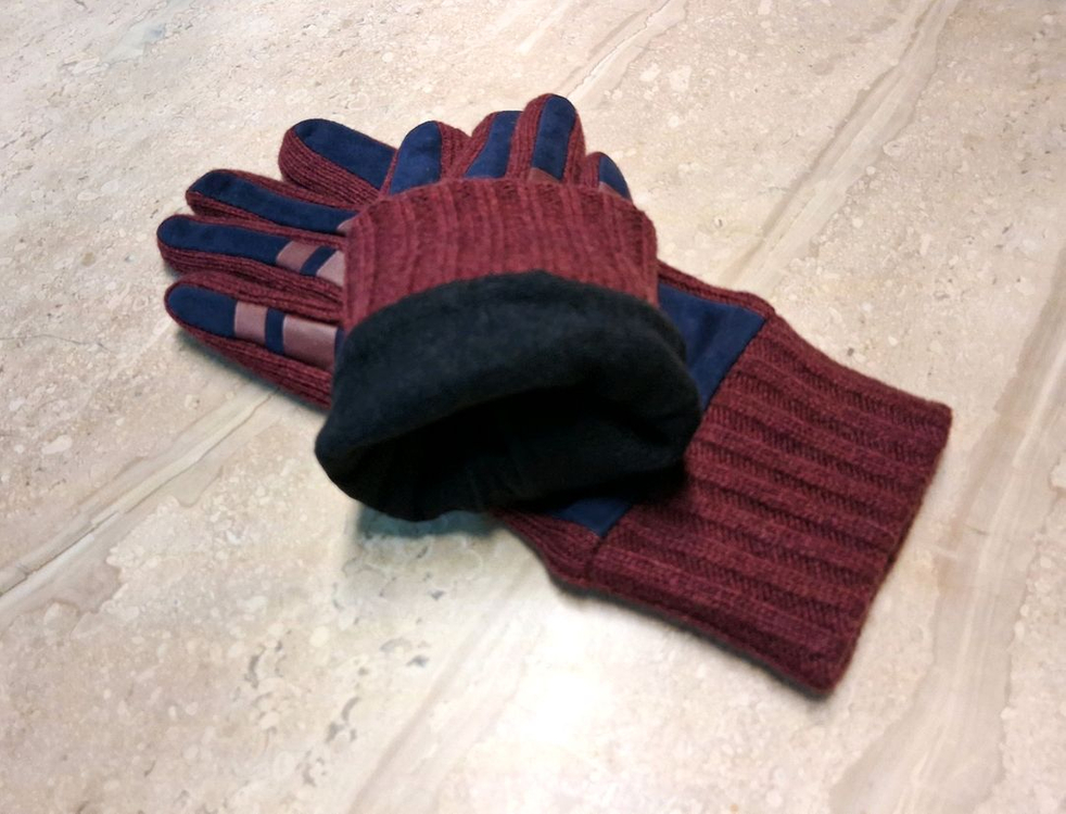 비비안 웨스트우드 스웨이드 니트 콤비 장갑 / 와인 (새상품)--6