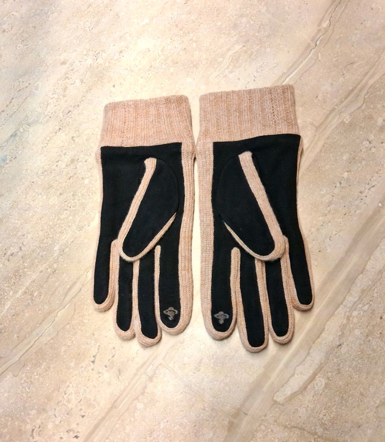 비비안 웨스트우드 스웨이드 니트 콤비 장갑 / 베이지 (새상품)--3