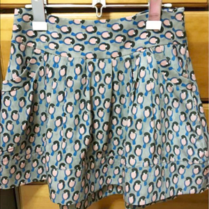 귀여운 부엉이 패턴 프린트 플레어 플리츠 볼륨 스커트 새제품