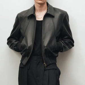 [사이즈 52] 노이어 고트 슈렁큰 레더 블루종 블랙