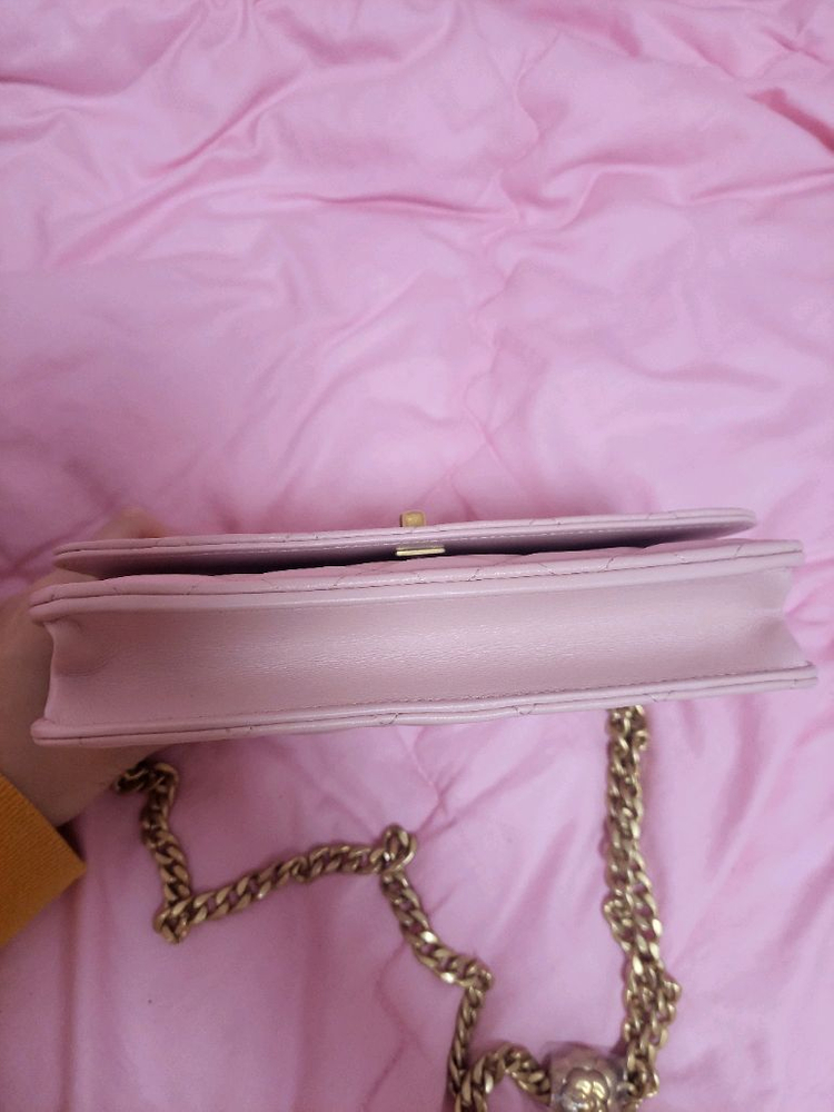 정품)급처미사용새상품!샤넬 핑크 까멜리아 골든볼 WOC크로스숄더백공주가방--4