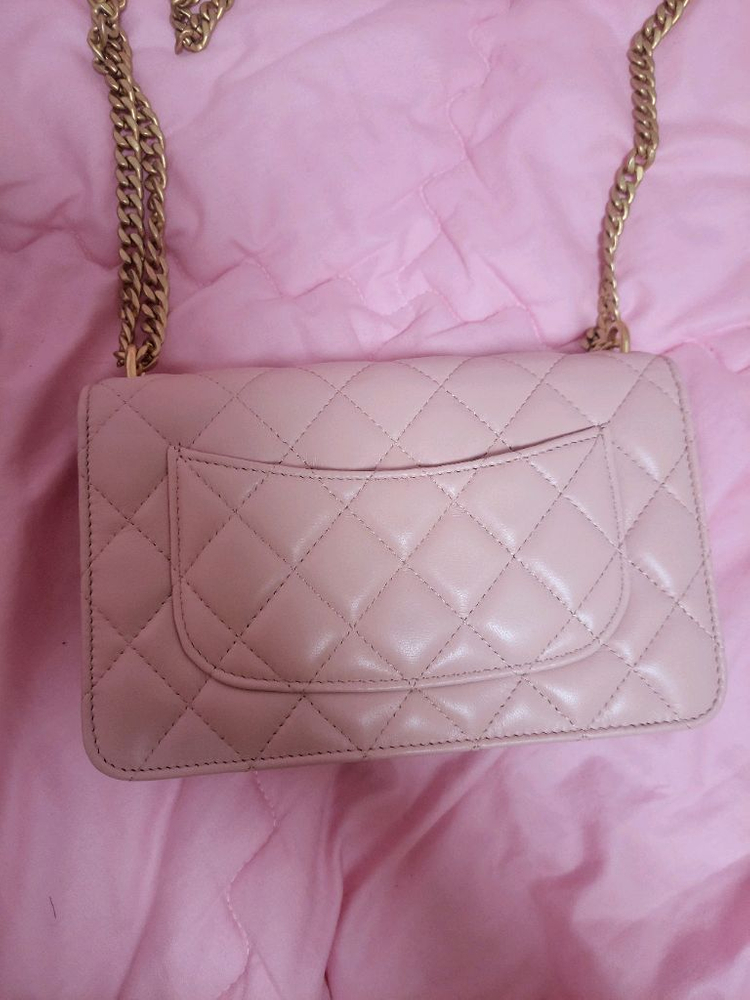 정품)급처미사용새상품!샤넬 핑크 까멜리아 골든볼 WOC크로스숄더백공주가방--6