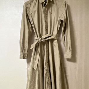 폴로 랄프로렌 여성 벨트 벨티드 플레어 옥스포드 셔츠 롱원피스 드레스