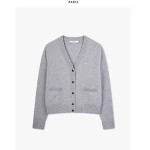 메종키츠네 램스울 여성 베이비 폭스헤드 여우 패치 가디건 니트