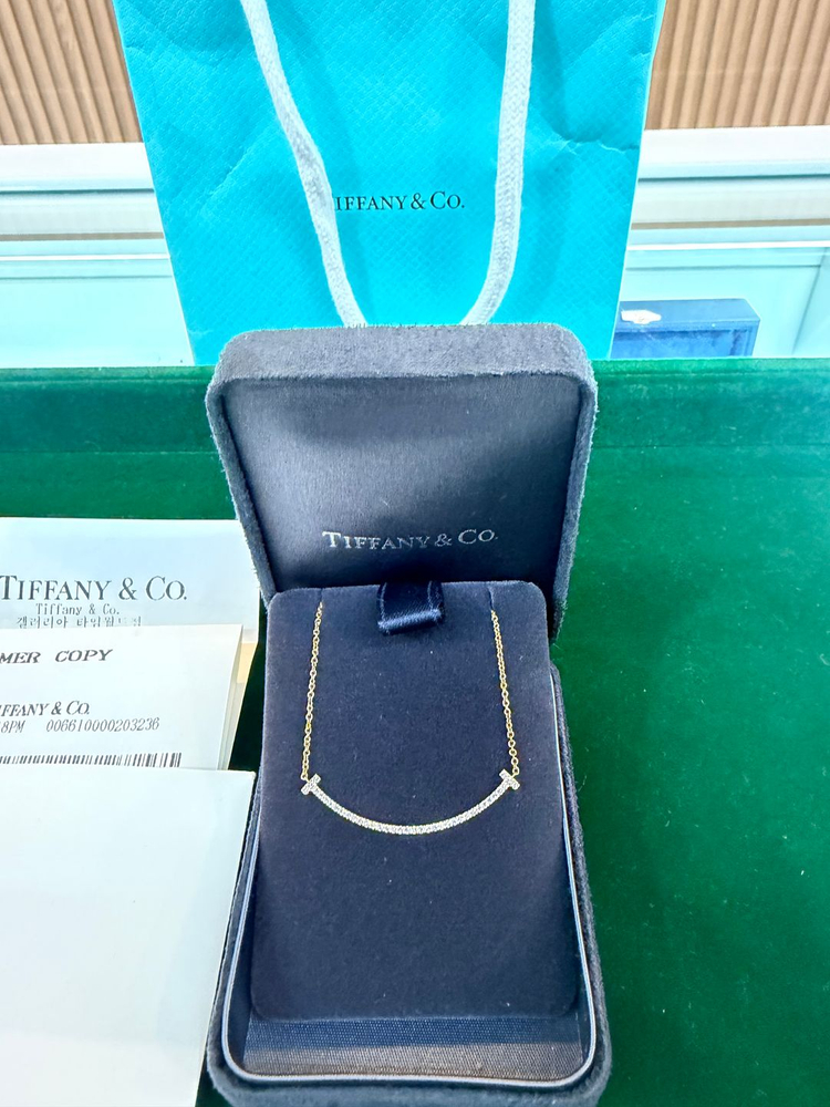 정품 티파니 스마일 목걸이 스몰 사이즈 로즈골드--1