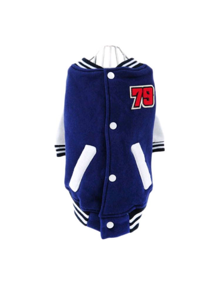 미사용 HOOPET 강아지 옷 79 야구 점퍼 L사이즈 블루, 블랙--2