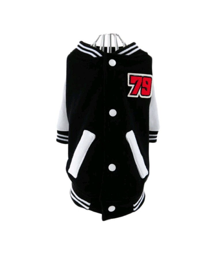 미사용 HOOPET 강아지 옷 79 야구 점퍼 L사이즈 블루, 블랙--3