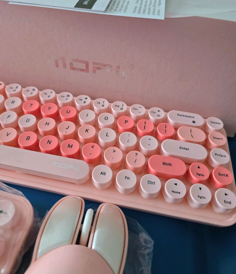 로즈핑크 무선 키보드 마우스 세트--2