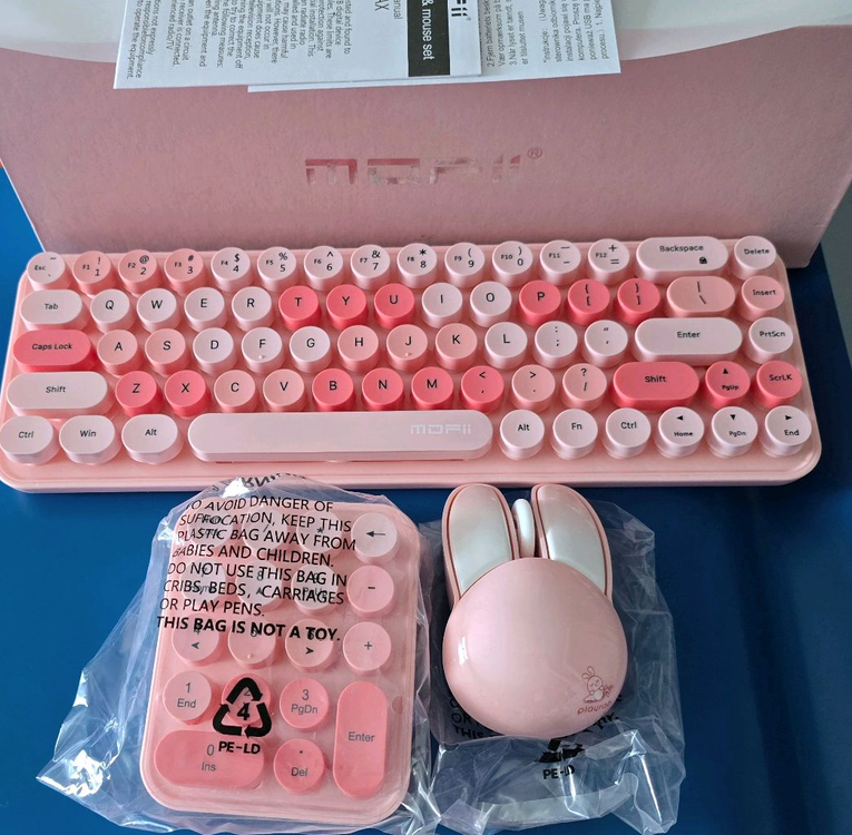 로즈핑크 무선 키보드 마우스 세트--3
