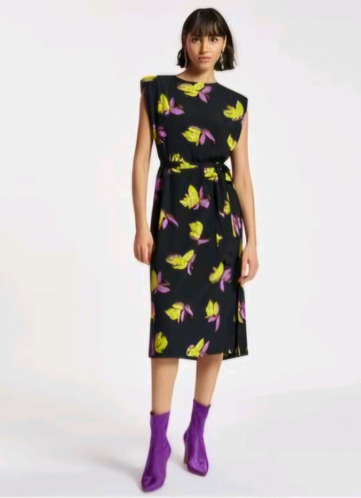 ESSENTIEL ANTWERP 플로럴프린트 미디 드레스 블랙 34사이즈--0