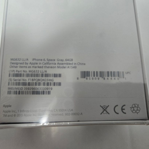 아이폰 6 스페이스 그레이 64GB (미국) 미개봉 판매합니다.