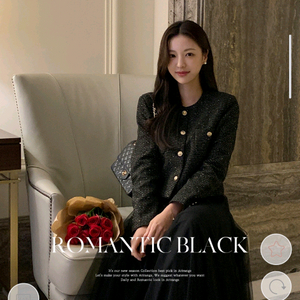 새상풉급)아뜨랑스 블랙 트위드 자켓