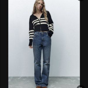 자라 스트라이프 집업 니트 가디건 s