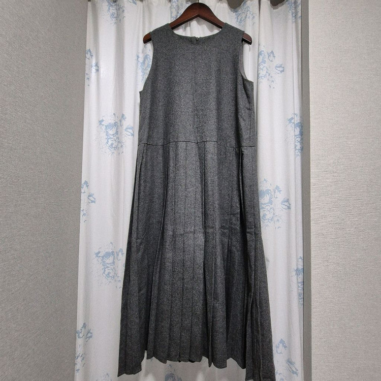 유노이아 플리츠 모직원피스--5