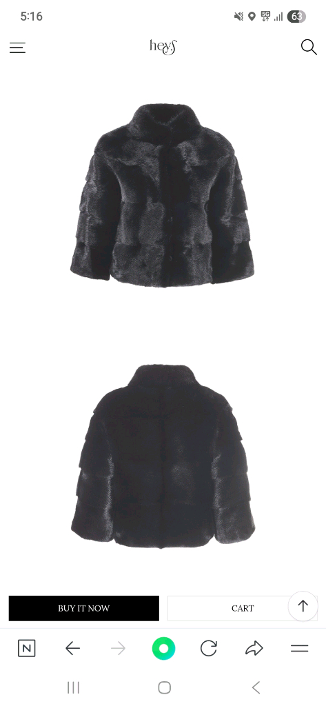 새상품]] 헤이에스 SAGA FUR 밍크 자켓 블랙 S사이즈--3