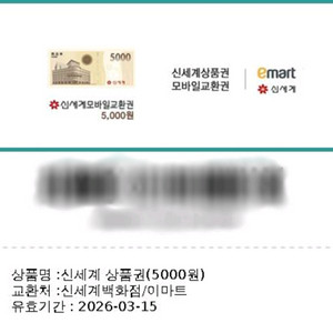 신세계 모바일교환권 5000원