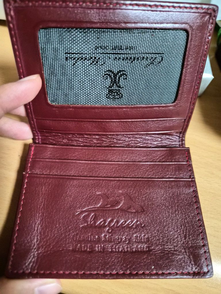 [새상품] 크리스찬 메이도스 가오리 천연가죽 반지갑 버건디--3