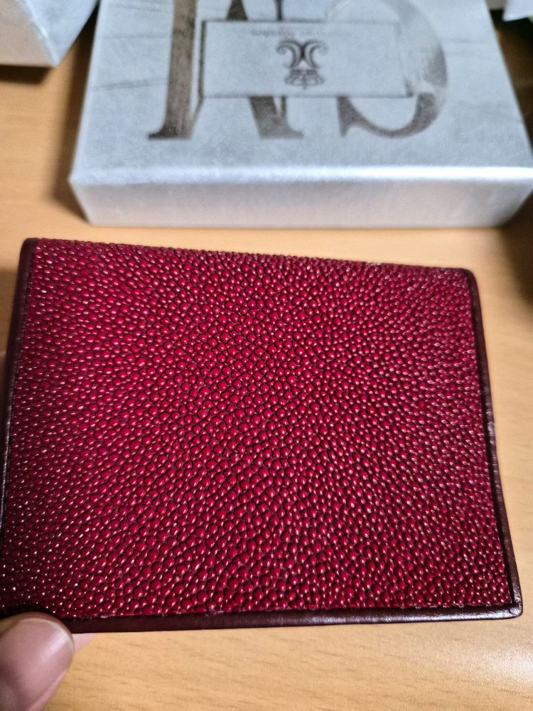 [새상품] 크리스찬 메이도스 가오리 천연가죽 반지갑 버건디--4