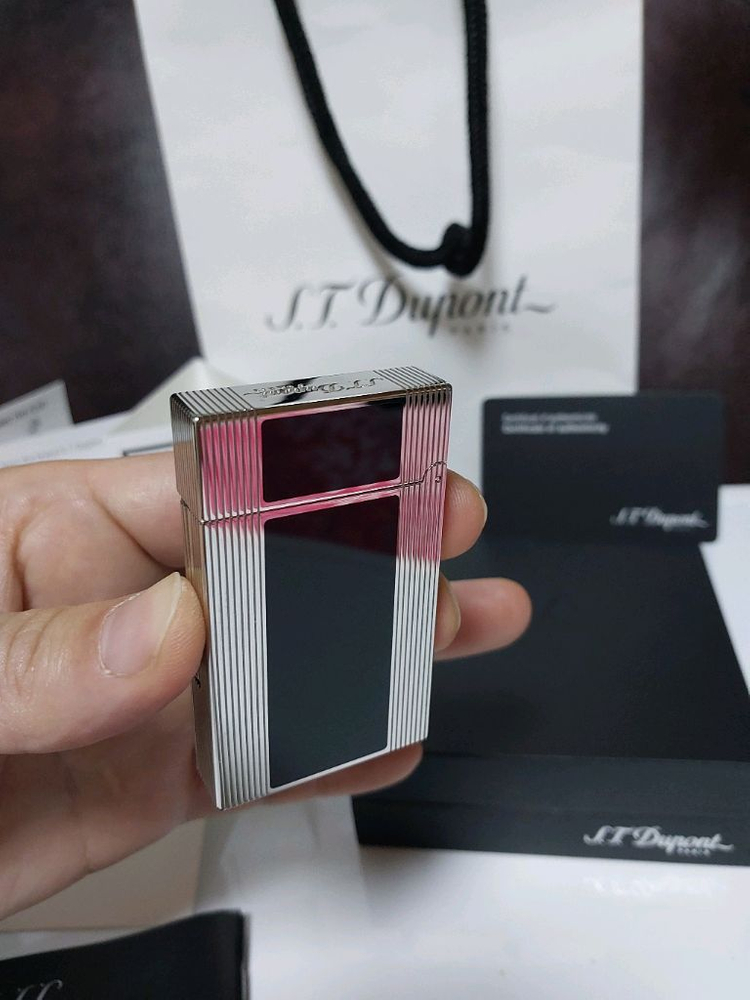 [새상품] 듀퐁라이터 라인2 신형 ca16380 블랙 래커 팔라듐 백금 쌍불 듀퐁 라이타--1