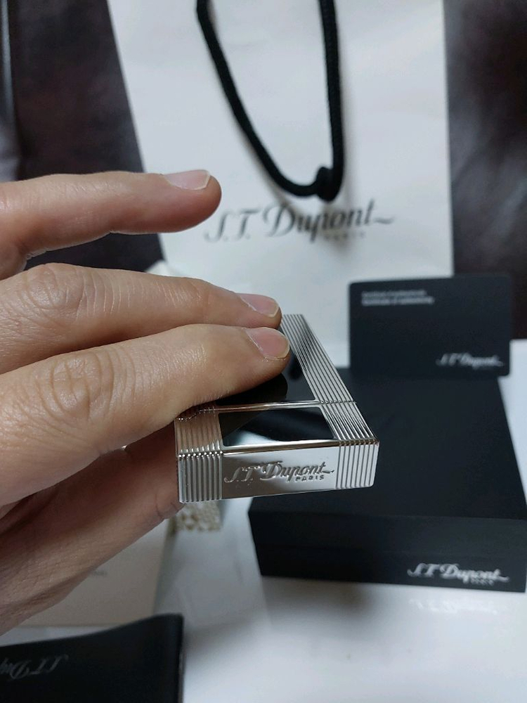 [새상품] 듀퐁라이터 라인2 신형 ca16380 블랙 래커 팔라듐 백금 쌍불 듀퐁 라이타--5