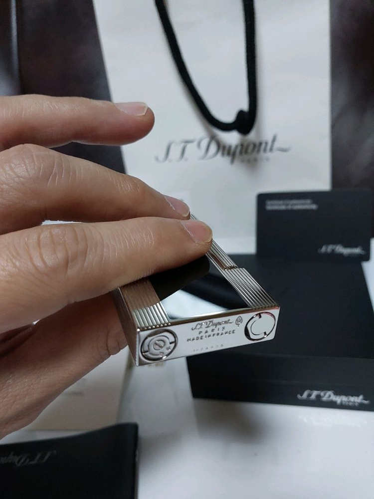 [새상품] 듀퐁라이터 라인2 신형 ca16380 블랙 래커 팔라듐 백금 쌍불 듀퐁 라이타--6