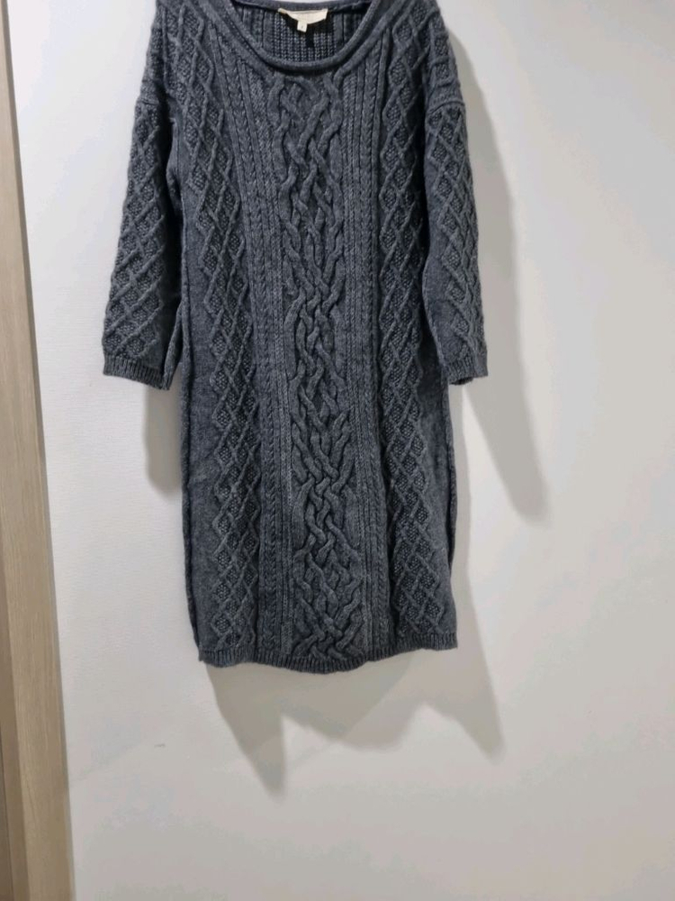 바네사브루노 회색 꽈배기 니트 원피스--2