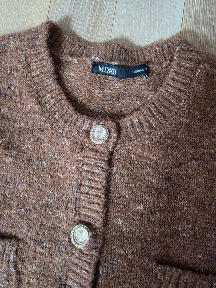 Mixxo 니트 가디건 + 체크 스커트 세트 S--1