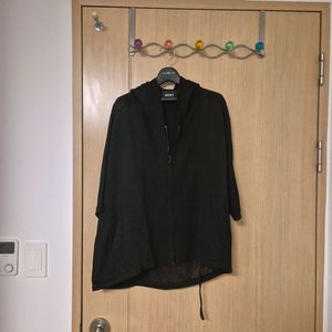 DKNY 블랙 후드 집업 XS 사시즈55-66