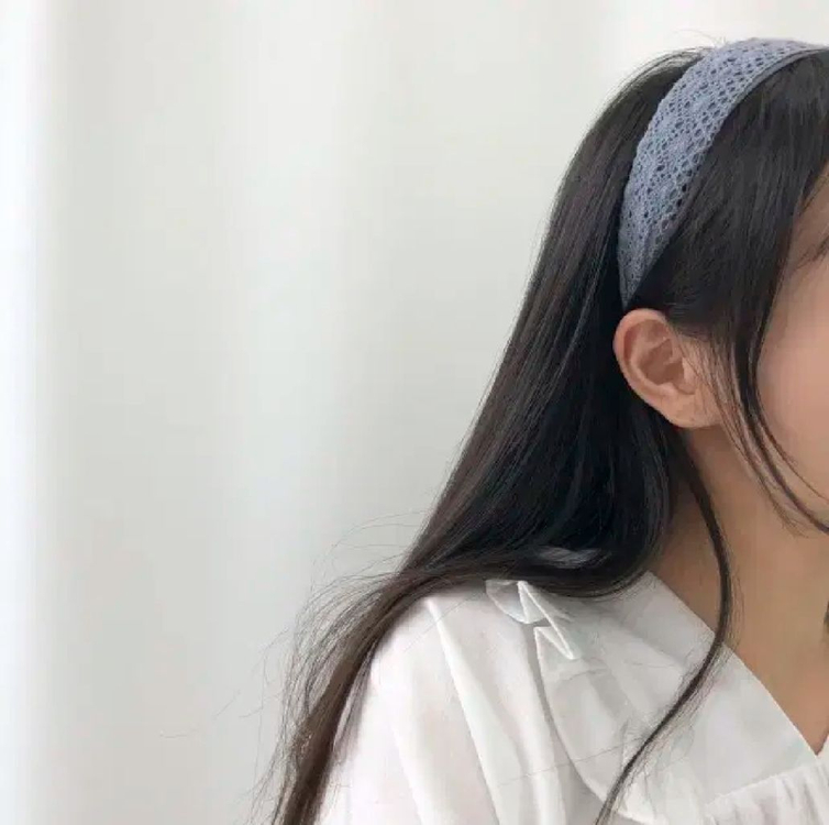 블루 그레이 레이스 머리띠 블루시티 파랑색 파란색--1