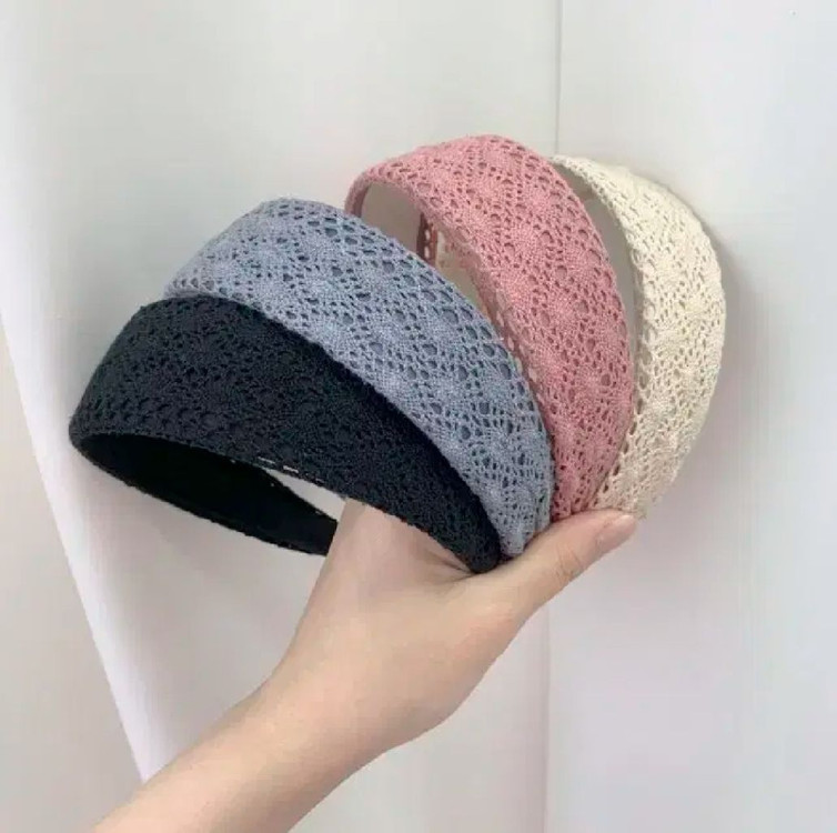 블루 그레이 레이스 머리띠 블루시티 파랑색 파란색--2