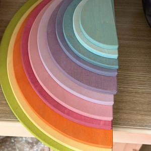 새상품)발도르프 교구 그림스 파스텔 세미써클 11pcs 유아 원목 블 럭 장난감 유치원 어린이집