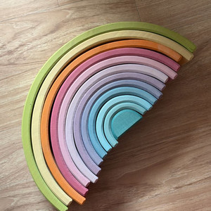 새상품)GRIMMS 발도르프 교구 그림스 파스텔 빅레인보우 유아 원목 무지개 블럭 아기 장난감