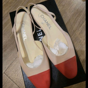 정품 샤넬 G31319 투톤 슬링백 플랫 슈즈 새제품