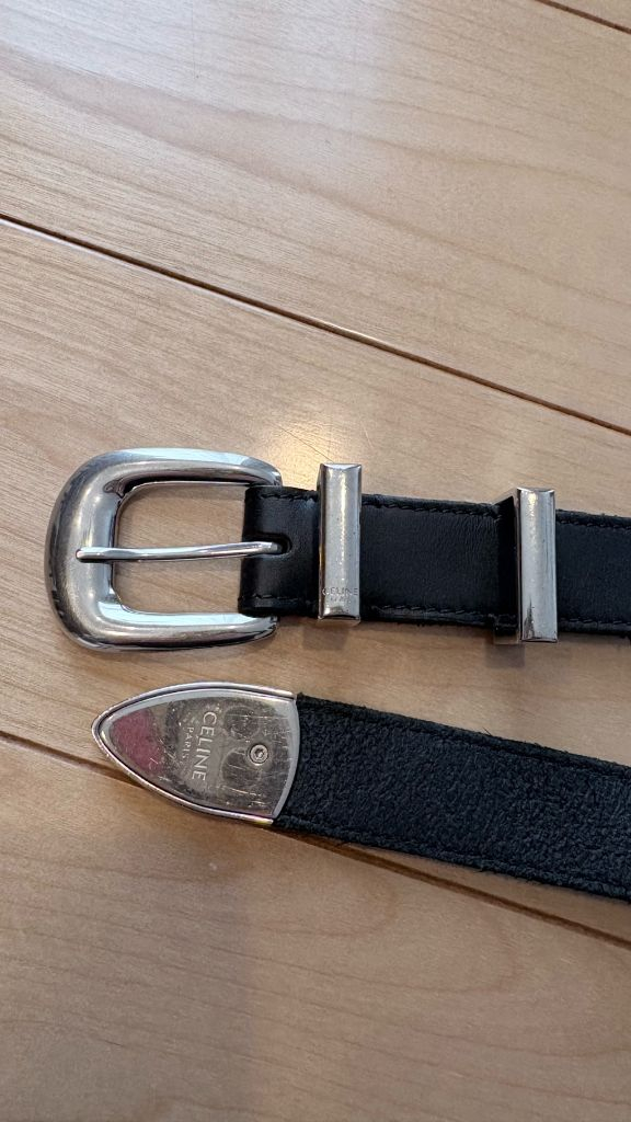 셀린느 미듐 웨스턴 벨트 빈티지 카프스킨--1