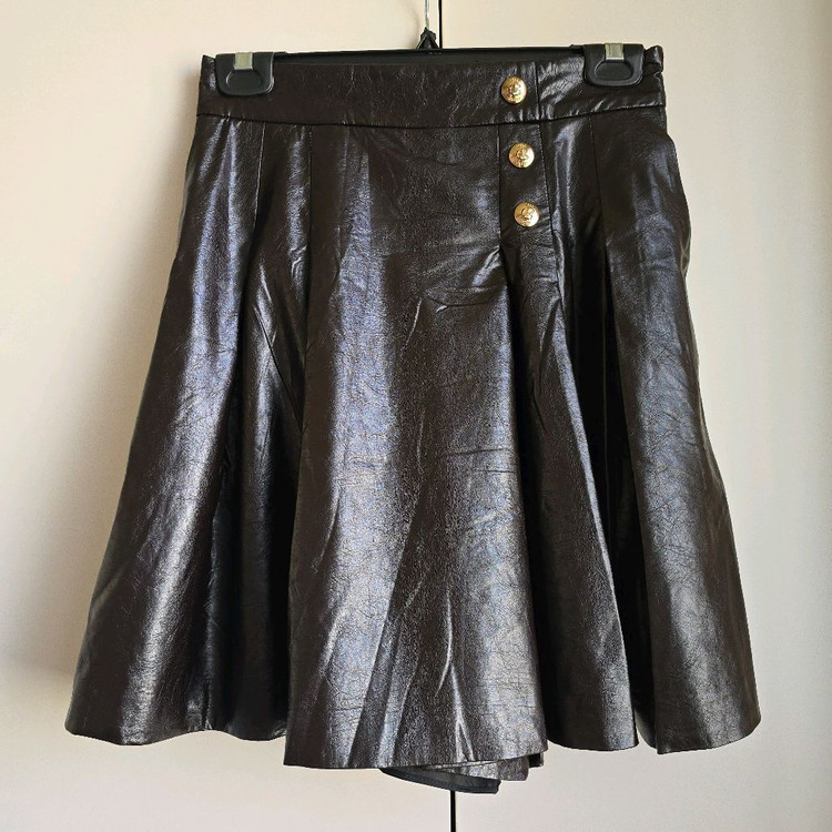 오브제 페이크 레더 스커트 팬츠--1