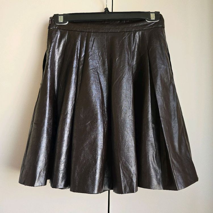 오브제 페이크 레더 스커트 팬츠--5