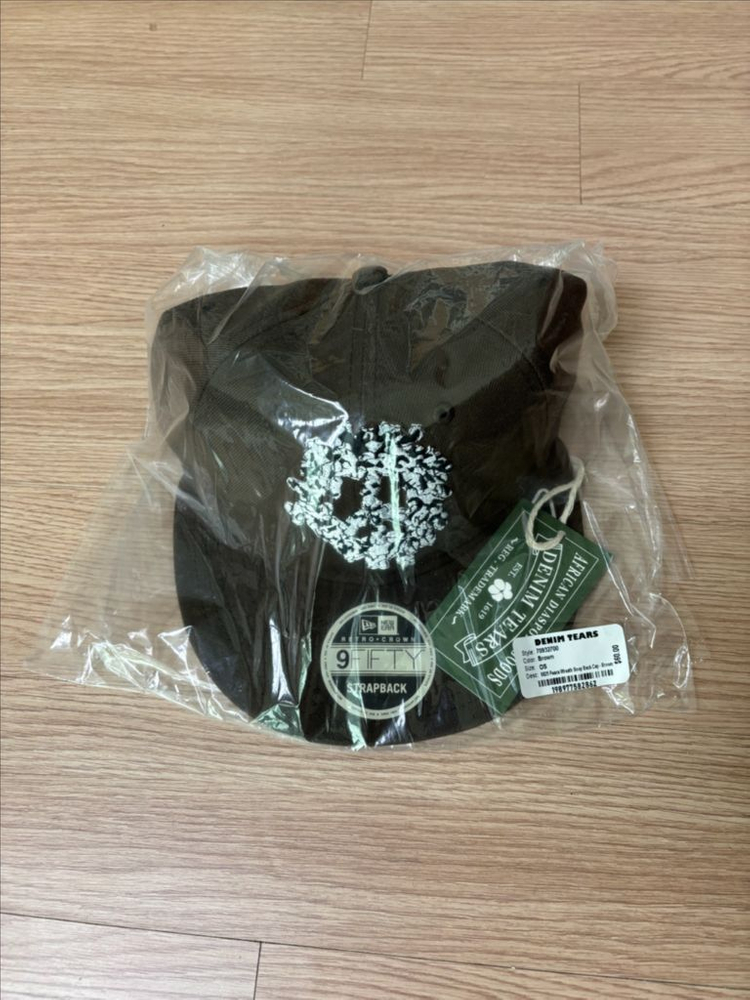 데님 티어스 피스 리스 스냅 백 캡 브라운--1