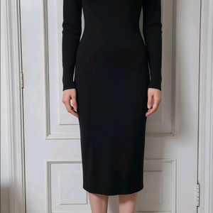 새옷 블랙 라운드넥 니트 7부 원피스 봄 가을 겨울