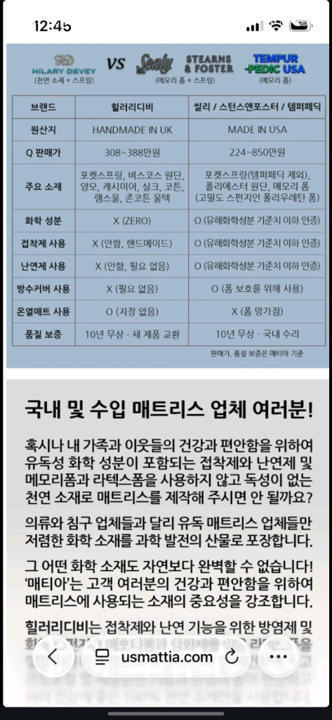 힐러리디비 햄스워스 매트리스. 한번 사용--1