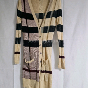 버버리 체크 롱 가디건