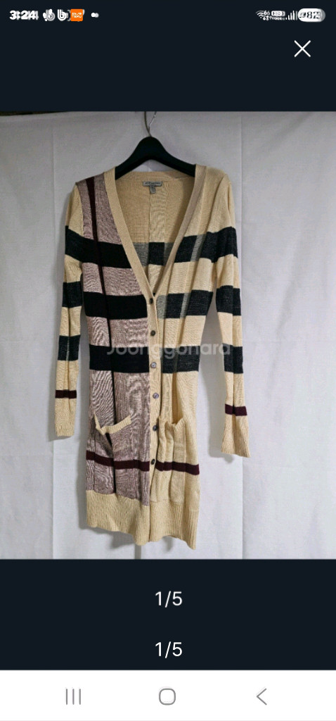 버버리 체크 롱 가디건--0