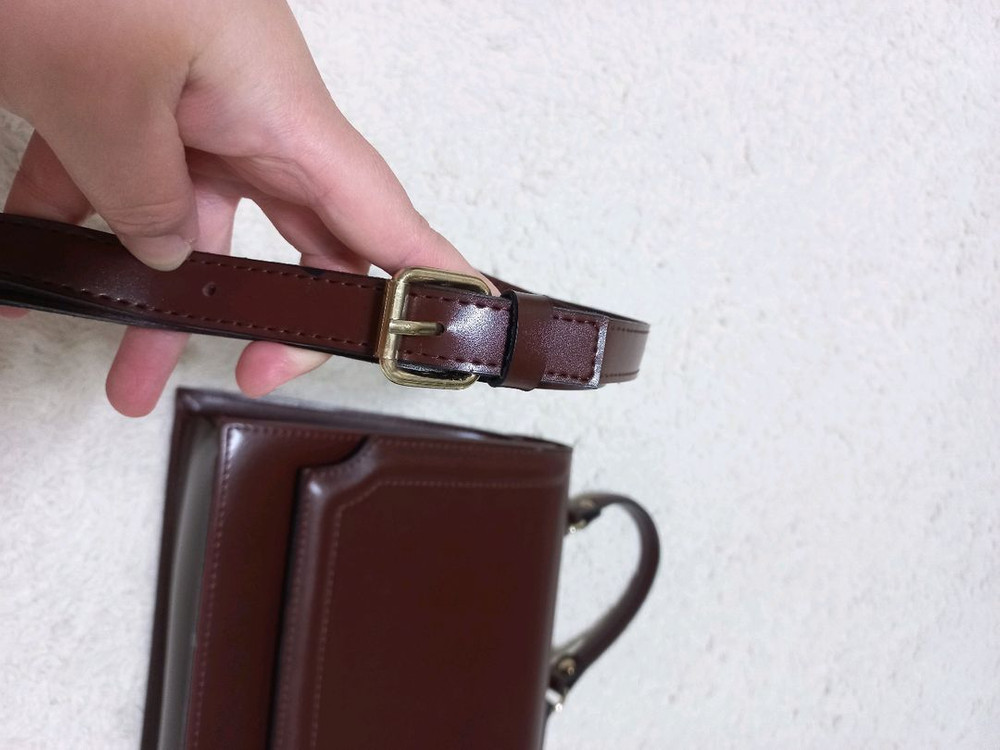 초콜릿백,토트백,사각핸드백,정장,클래식,크로스백,숄더백,버건디,가죽 핸드백--4