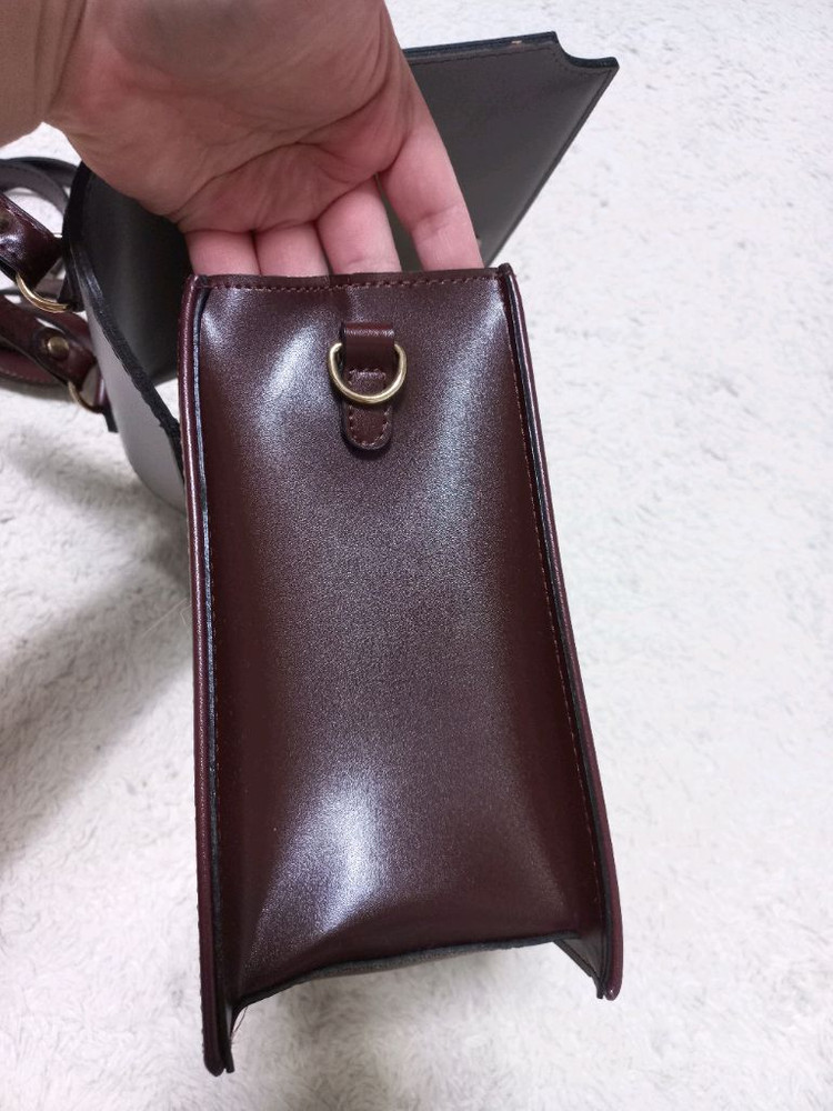 초콜릿백,토트백,사각핸드백,정장,클래식,크로스백,숄더백,버건디,가죽 핸드백--6