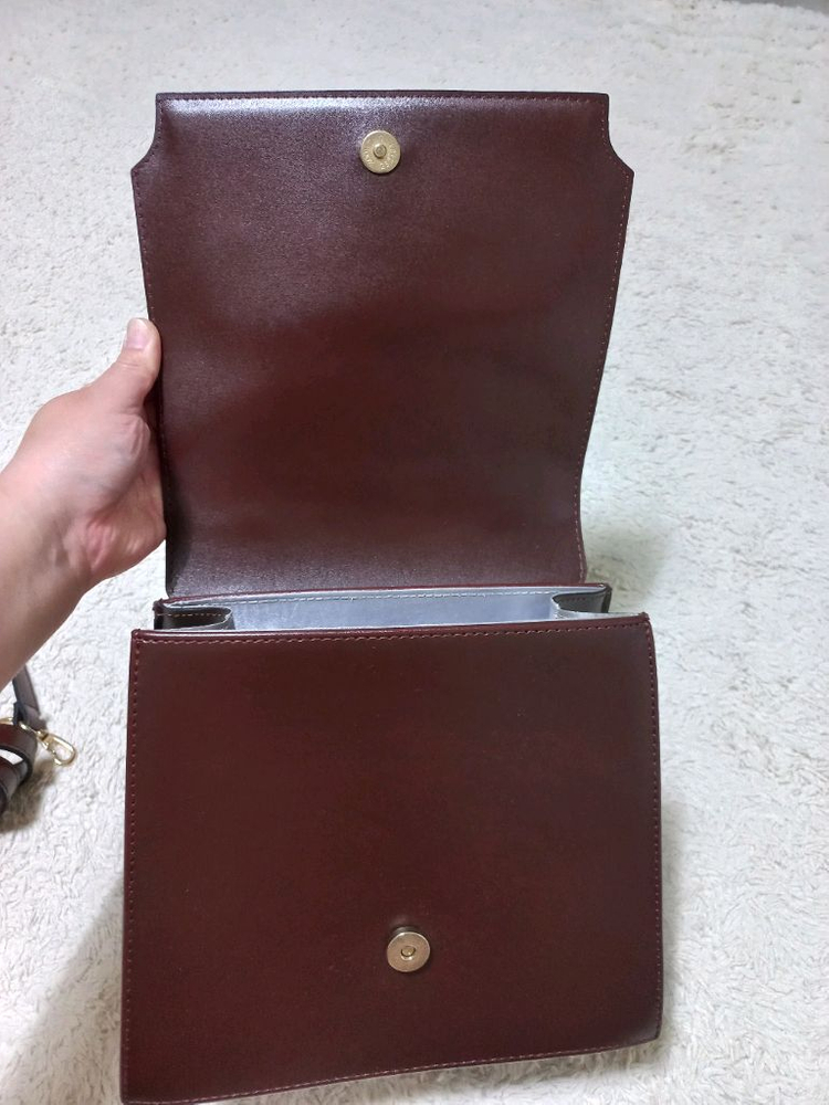 초콜릿백,토트백,사각핸드백,정장,클래식,크로스백,숄더백,버건디,가죽 핸드백--7