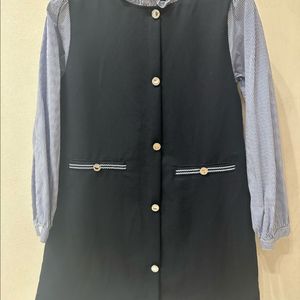 스트라이프 블라우스 원피스