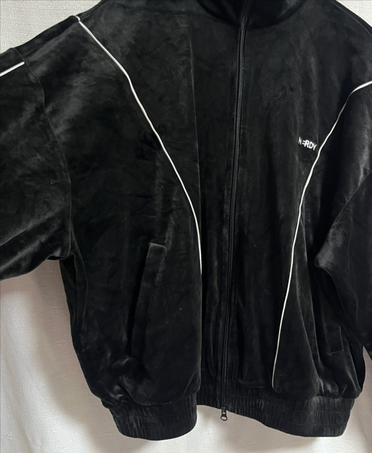 널디 오버핏 크롭 벨벳 져지 트랙탑 자켓 점퍼 L--3