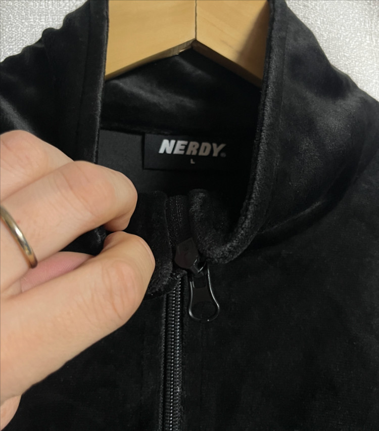 널디 오버핏 크롭 벨벳 져지 트랙탑 자켓 점퍼 L--5