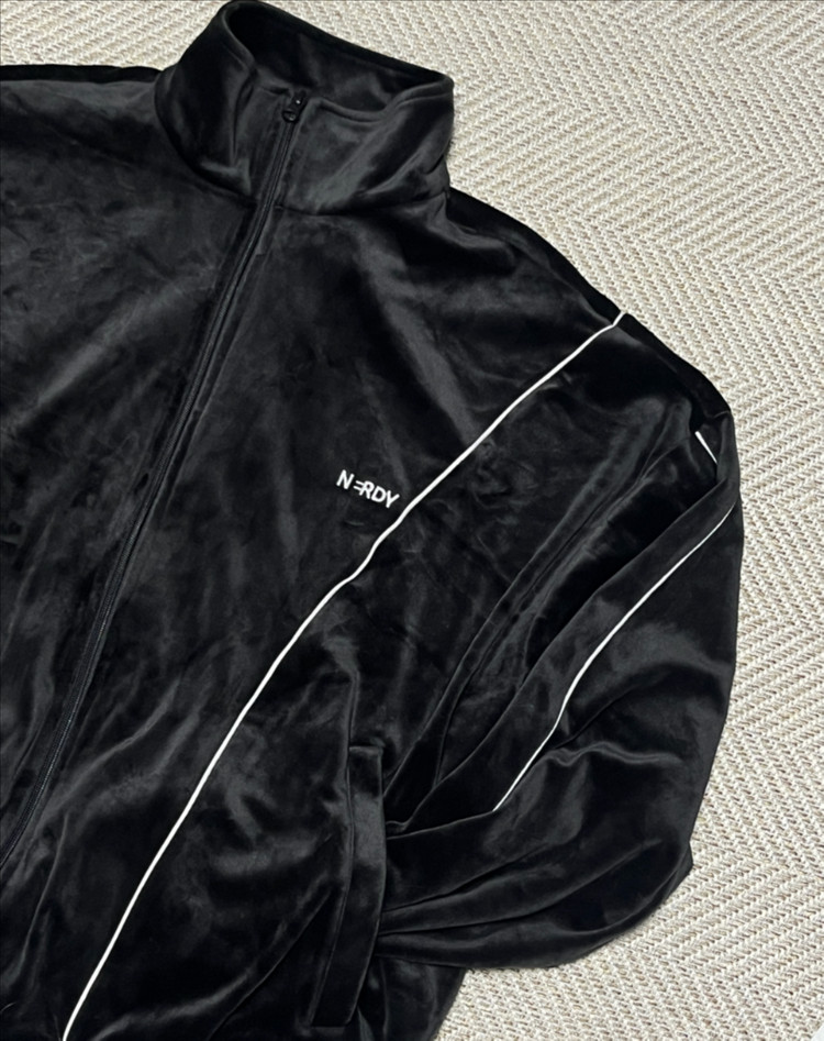 널디 오버핏 크롭 벨벳 져지 트랙탑 자켓 점퍼 L--7
