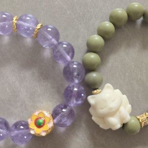 일괄(자수정/보리수 천연원석팔찌(사이즈13~13.5)