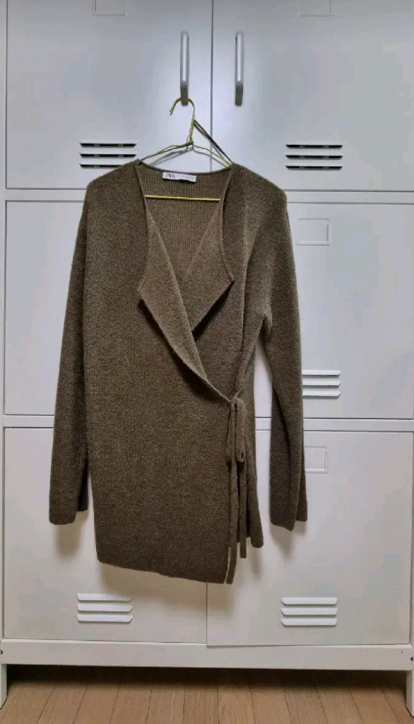 zara 자라 크로스 니트 가디건 - 카키,M 이미지